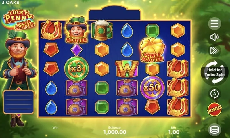 Lucky Penny Power Scatter - symbol Power Scatter ze złotą monetą i podświetleniem